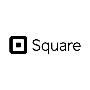 Square company logo with black icon and text.